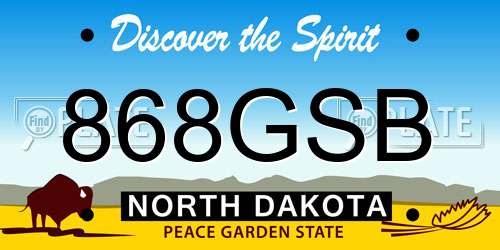 868GSB North Dakota License Plate