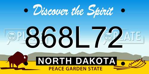 868L72 North Dakota License Plate