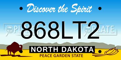 868LT2 North Dakota License Plate