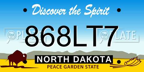 868LT7 North Dakota License Plate