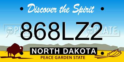 868LZ2 North Dakota License Plate