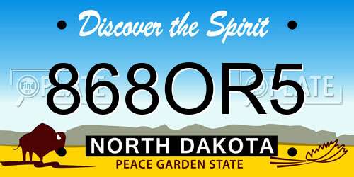 868OR5 North Dakota License Plate