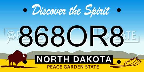 868OR8 North Dakota License Plate