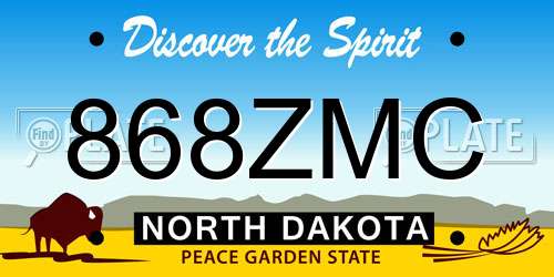 868ZMC North Dakota License Plate