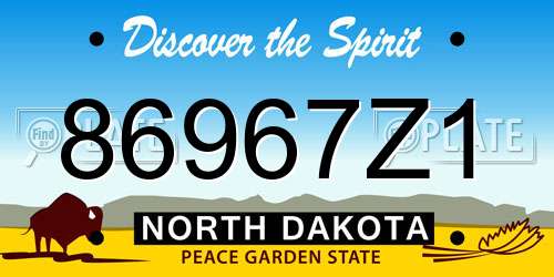 86967Z1 North Dakota License Plate
