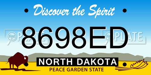 8698ED North Dakota License Plate