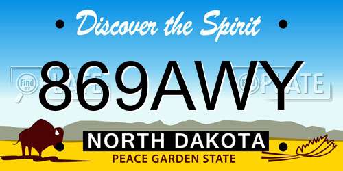 869AWY North Dakota License Plate