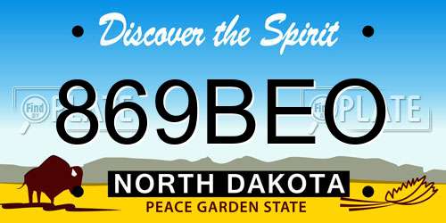 869BEO North Dakota License Plate
