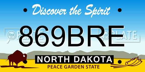 869BRE North Dakota License Plate