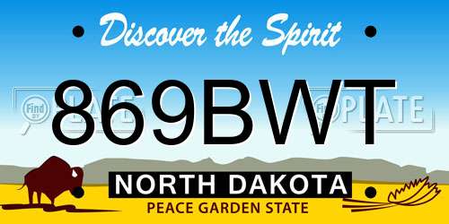 869BWT North Dakota License Plate