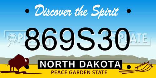 869S30 North Dakota License Plate