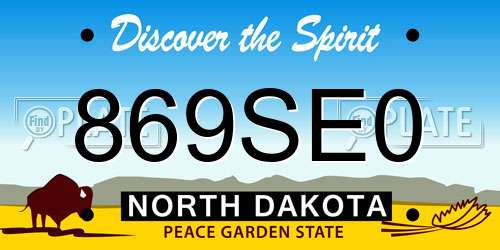 869SE0 North Dakota License Plate