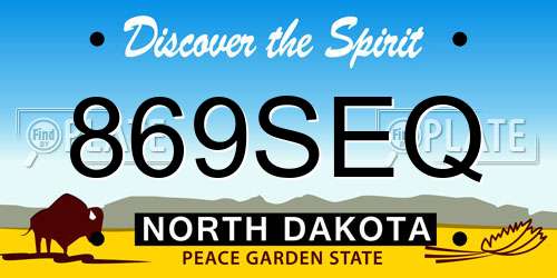 869SEQ North Dakota License Plate