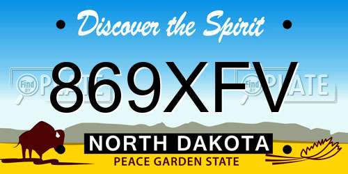 869XFV North Dakota License Plate