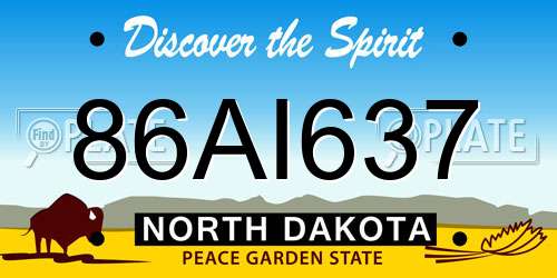 86AI637 North Dakota License Plate