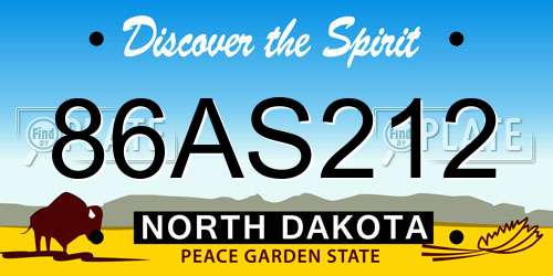 86AS212 North Dakota License Plate