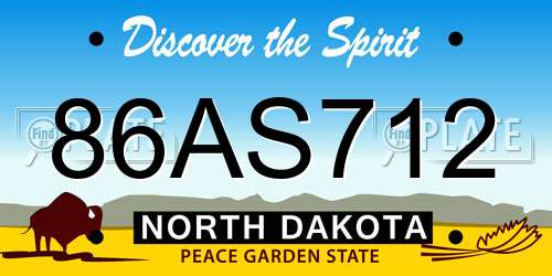 86AS712 North Dakota License Plate