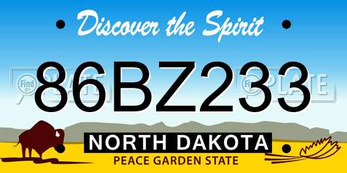 86BZ233 North Dakota License Plate