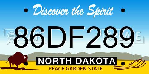86DF289 North Dakota License Plate