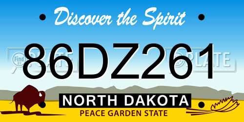 86DZ261 North Dakota License Plate