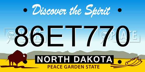 86ET770 North Dakota License Plate