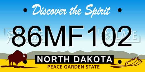 86MF102 North Dakota License Plate