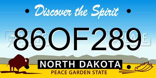 86OF289 North Dakota License Plate