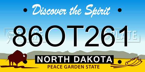 86OT261 North Dakota License Plate
