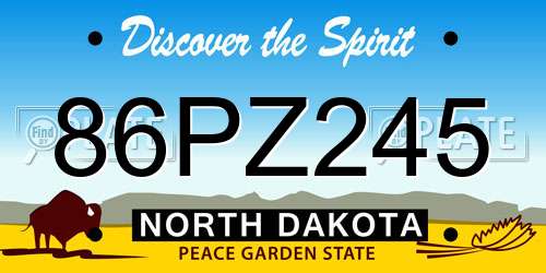 86PZ245 North Dakota License Plate