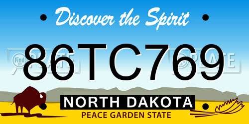 86TC769 North Dakota License Plate