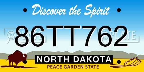 86TT762 North Dakota License Plate