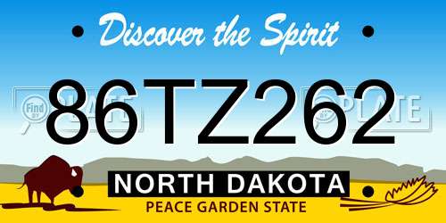 86TZ262 North Dakota License Plate