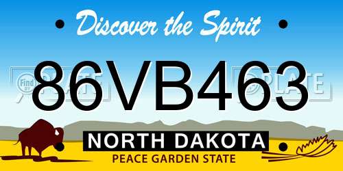 86VB463 North Dakota License Plate