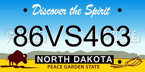 86VS463 North Dakota License Plate