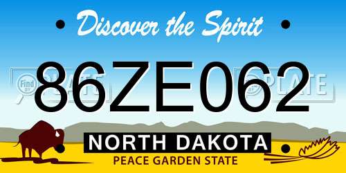 86ZE062 North Dakota License Plate