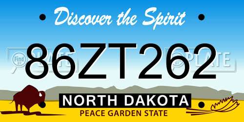 86ZT262 North Dakota License Plate