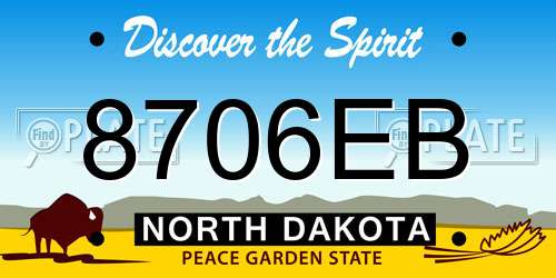 8706EB North Dakota License Plate