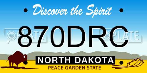 870DRC North Dakota License Plate