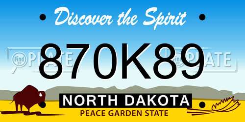 870K89 North Dakota License Plate