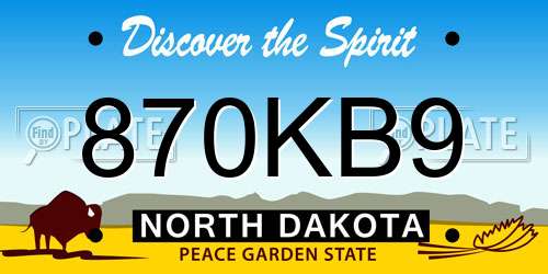 870KB9 North Dakota License Plate