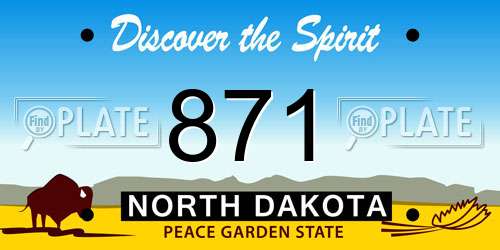 871 North Dakota License Plate