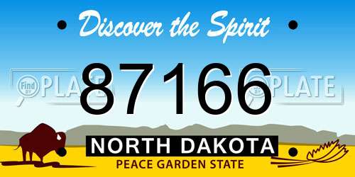 87166 North Dakota License Plate