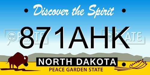 871AHK North Dakota License Plate