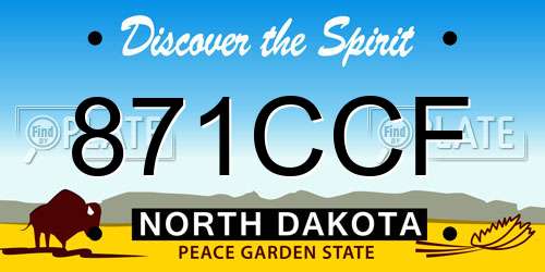 871CCF North Dakota License Plate