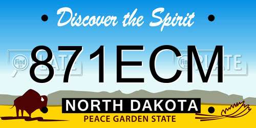 871ECM North Dakota License Plate