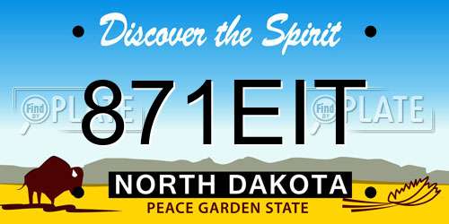 871EIT North Dakota License Plate
