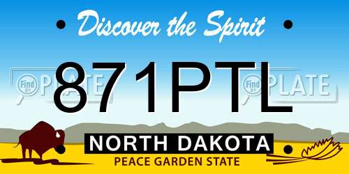 871PTL North Dakota License Plate