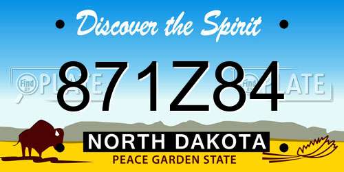 871Z84 North Dakota License Plate