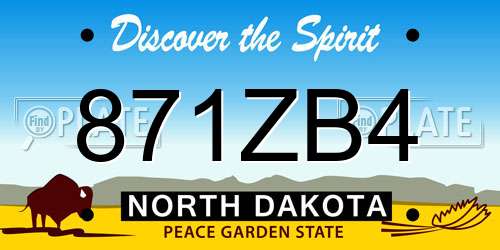 871ZB4 North Dakota License Plate