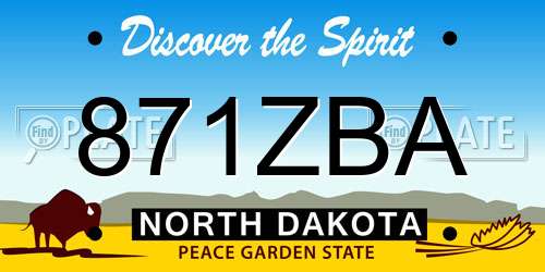 871ZBA North Dakota License Plate